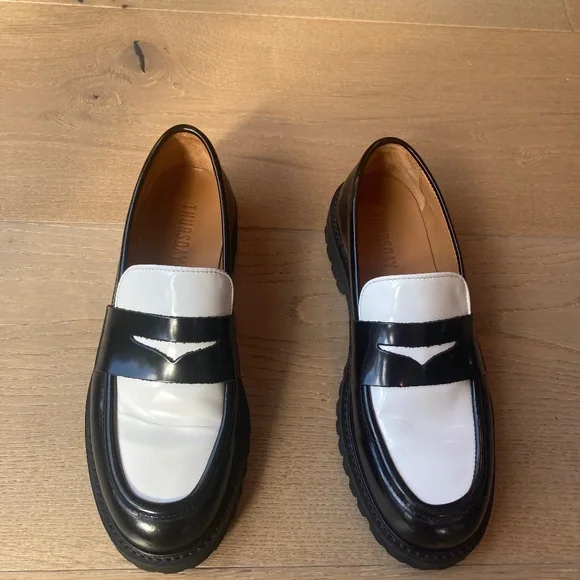 Thursday Boot Company Black and White Penny Loafers - Picture 4 of 11